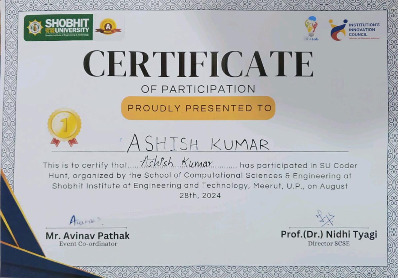 Coder Hunt First Rank